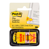 Post-it Message Flags with 'Sign Here' messaging in Yellow  25x43mm